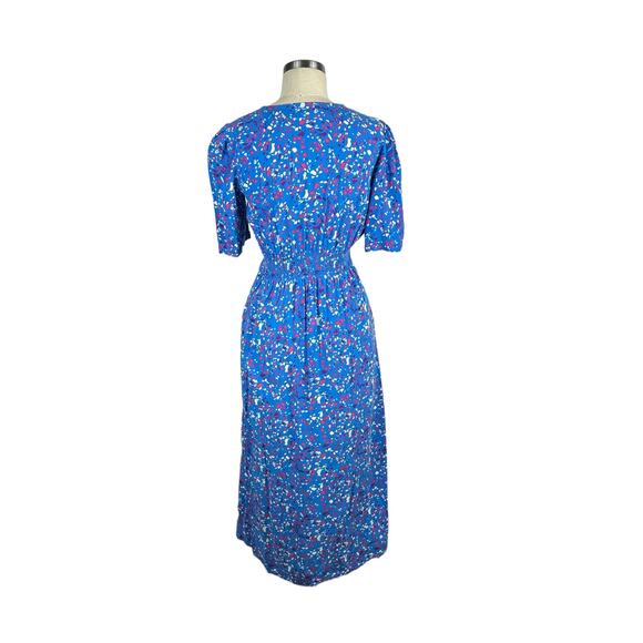 ANGE An'ge Blue Patterned Geometric Onessy Midi Dress Women's Size Small - Picture 3 of 7